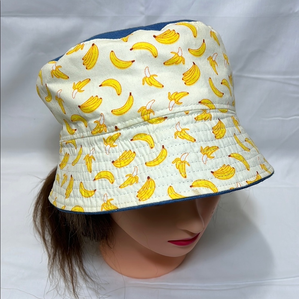 Handmade Reversible Banana Print & Jean Bucket Hat